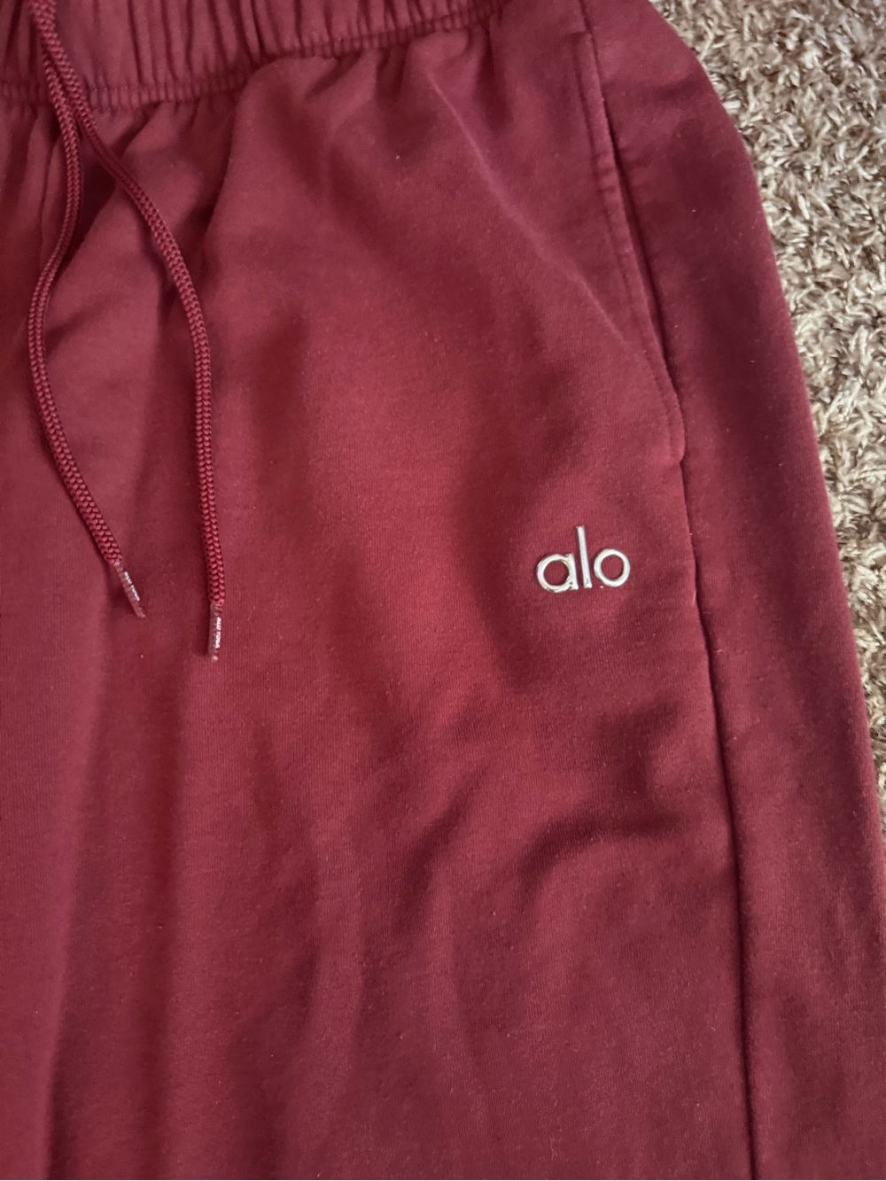 Alo Yoga Burgundy Jogger Sweatpants Womens Size Large Cozy Lounge Athleisure - Picture 5 of 6